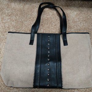 Linen and Black Faux Leather Nine West bag